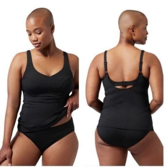 Athleta‎ Bondi Bra Cup Tankini Swim Tank Black UPF 50+ Beach Vacation 32 D/DD - Picture 1 of 11